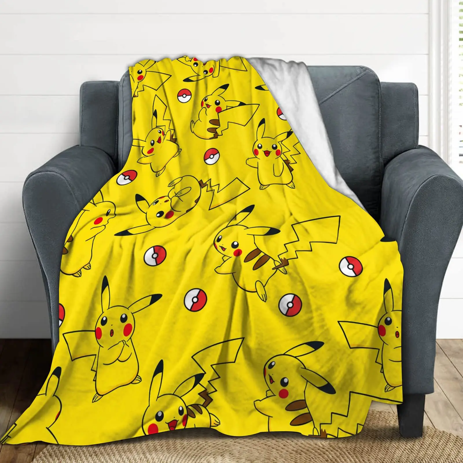 Kawaii Pokemon Plush Warm Blanket Cartoon Anime Pikachu Plushie Flannel Throw  Blankets for Office Soft Comfortable Home Textile - AliExpress