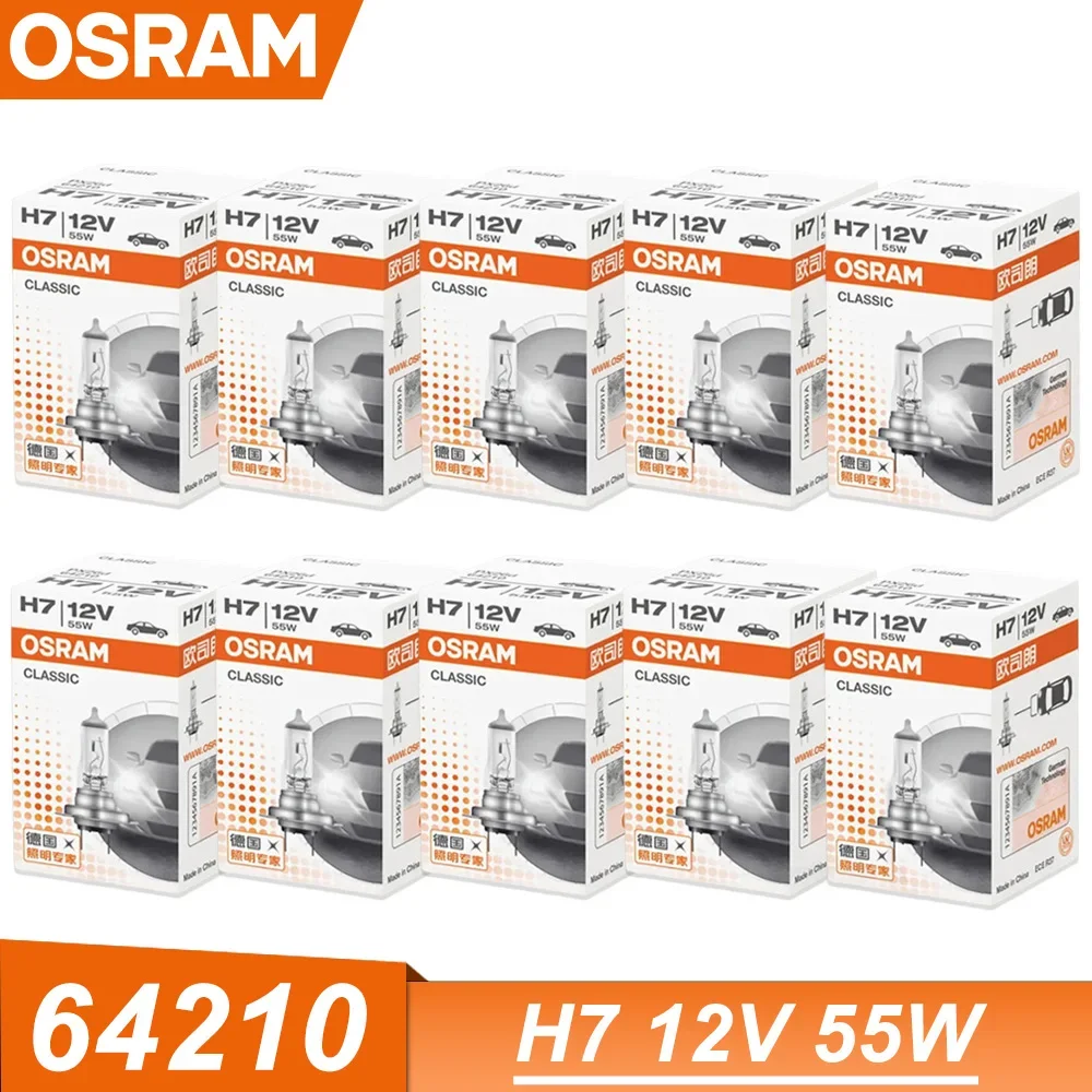 OSRAM CLASSIC 64210 H7 12V 55W PX26d standard hi/lo beam car headlight bulb 3200K white halogen light