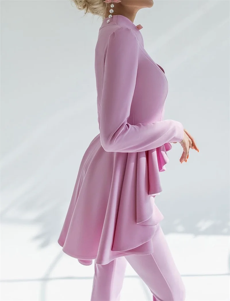 Designer Women Suits Pant Set Blazer + High Waist Trousers Tailored Made Wedding Tuxedo Prom Dress Ruffles Tiered Formal Jacket women suit set
