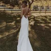 Customized Spaghetti Straps Wedding Dresses V Neck Mermaid Bridal Gown Side Slit Criss Cross Back Beach 2023 Vestidos De Novia 2