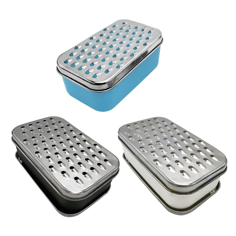 

Cheese Grater with Saver Container 2 in 1 Fruit Vegetable Chopper Stainless Steel Rectangle Box and Graters
