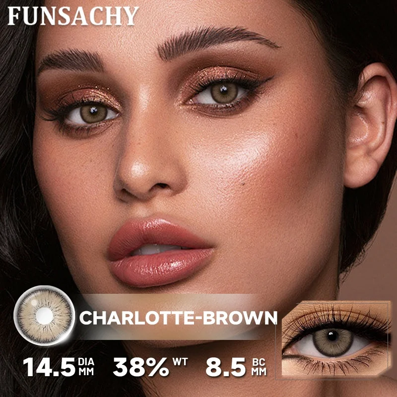 FUNSACHY Yearly Cosmetic Brown Contact Lenses - Enhance Your Eye Color with Natural Beauty