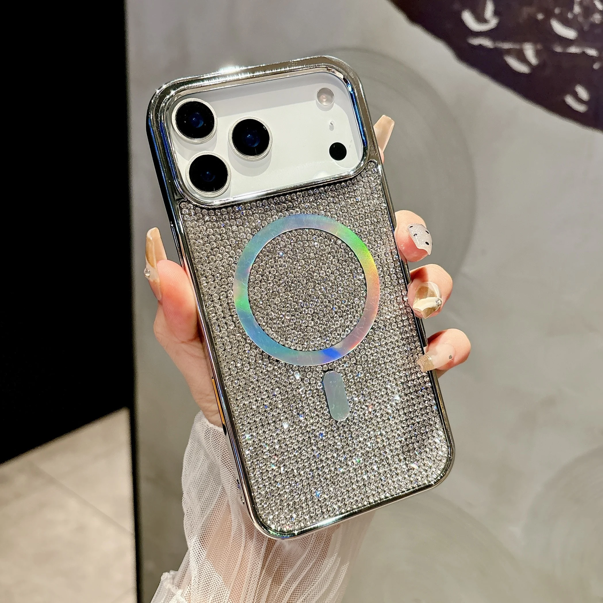 Diamond Bling Glitter Sequin Plating Magnetic Phone Case Cover