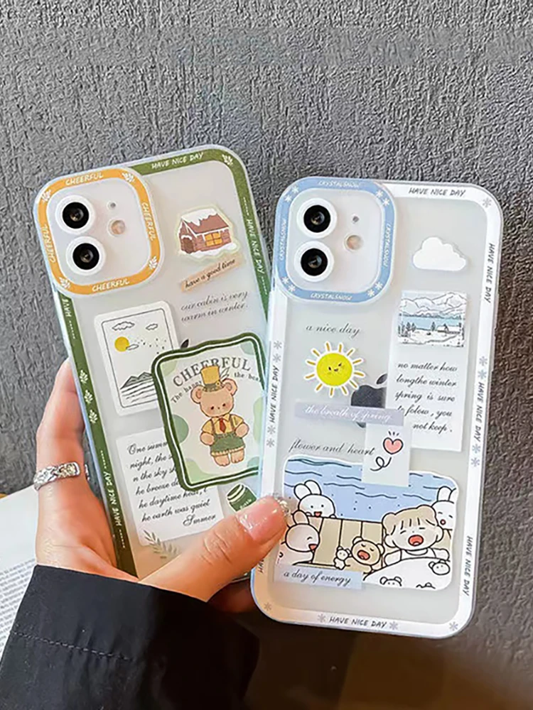 Aesthetic Label Phone Case For Iphone 11 13 Pro Max 12 Mini Xr Se 7 8 Plus X Max Cases Clear Cute Funda Iphone11 6 6s Cover Aliexpress