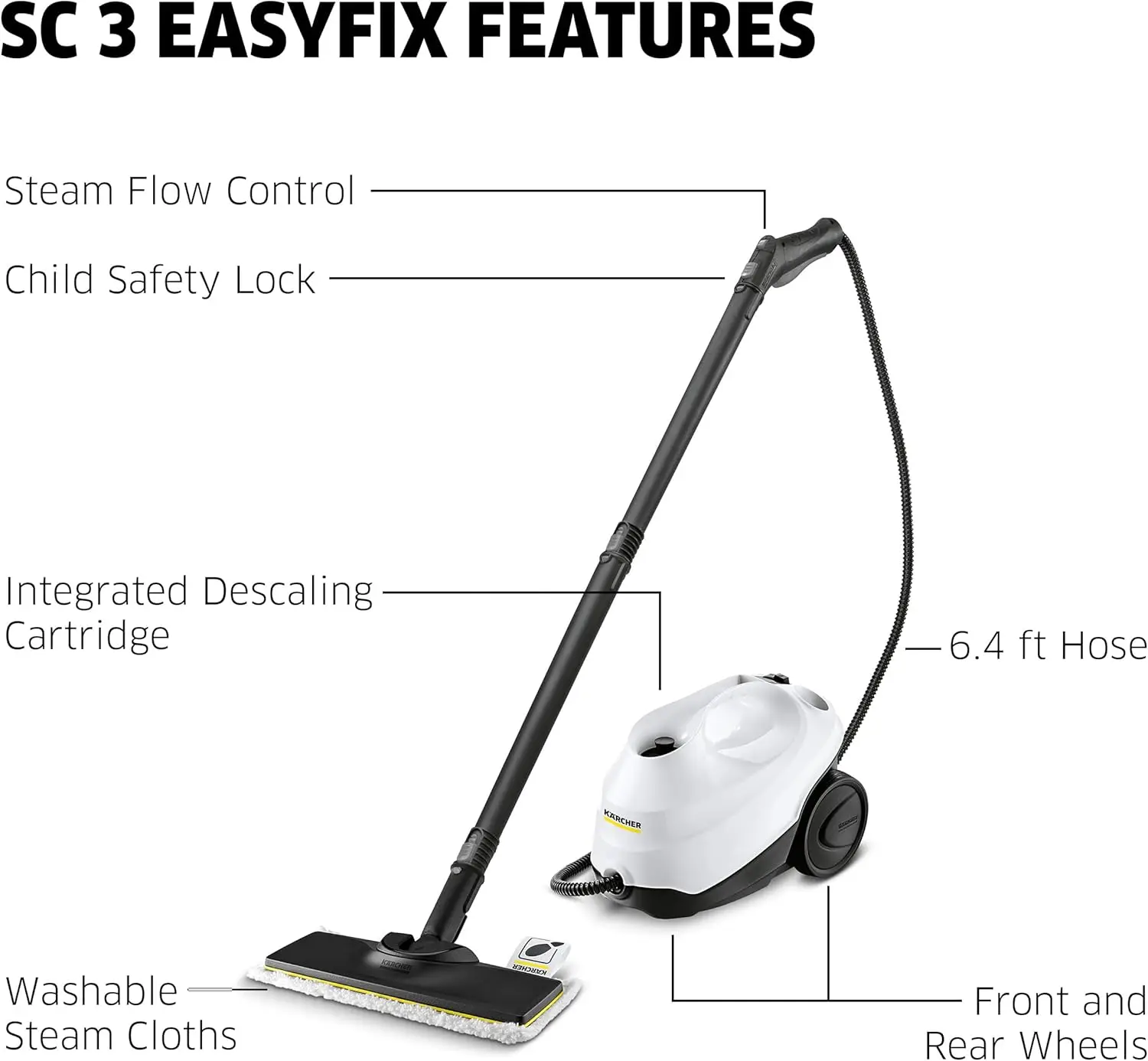 SC3 Steam Cleaner with Attachments, Multi Purpose Power Steamer – Chemical-Free, 40 Sec Heat-Up, Continuous Steam - for Grout, T 3
