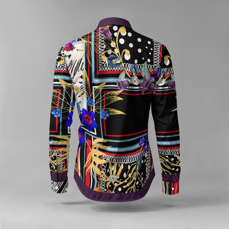 2025 Spring Summer Men Shirt Set Brand Print Fashion Printing Two Piece Set Mens Light Luxury Lightweight Party Long Sleeves_voghion.com