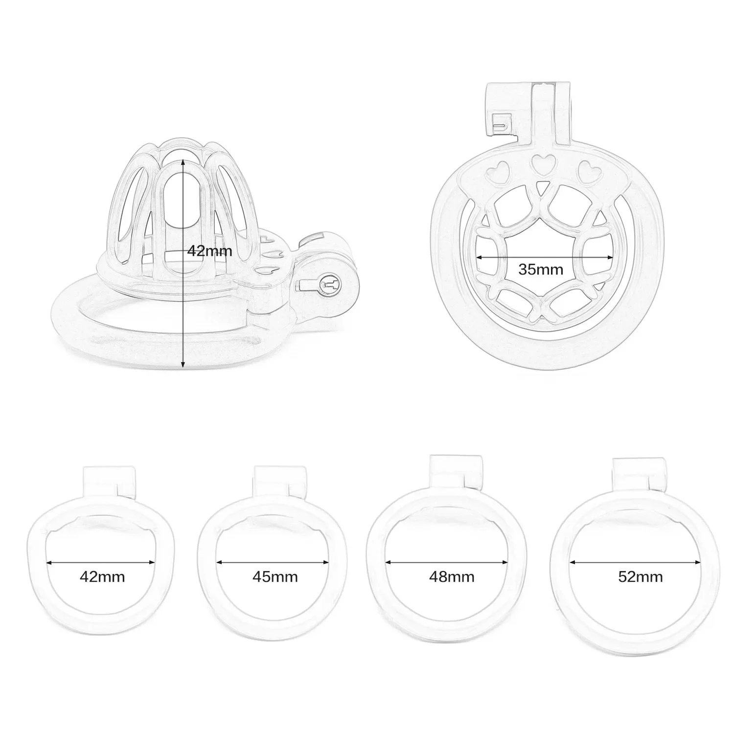 CB Cute Chastity Cage Erotic Urethral Lock Slave Device Invisible Lock with 4 Rings Bondage Lightweight Erection Control