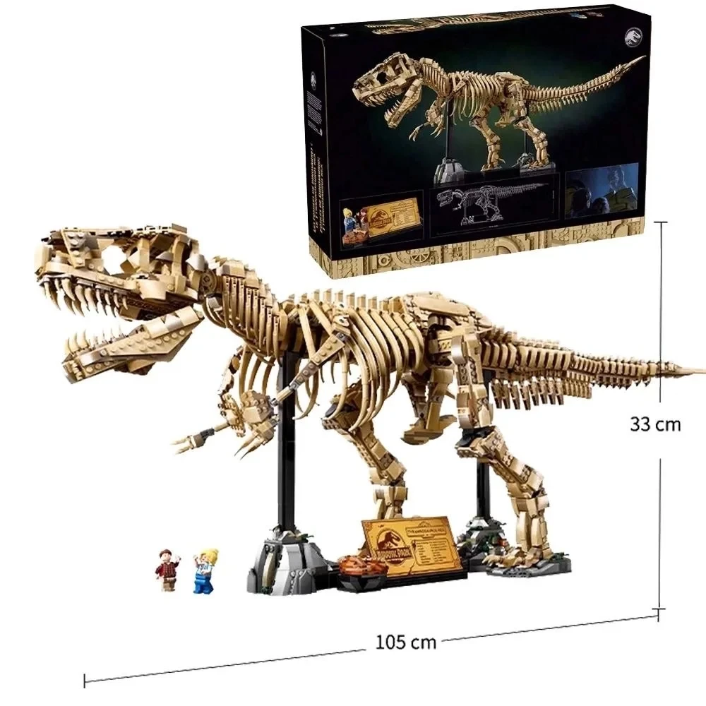 2025년 신제품 MOC 76968 티라노사우루스 렉스 화석 골격 모델 홈 데코 어린이 소년 휴일 선물