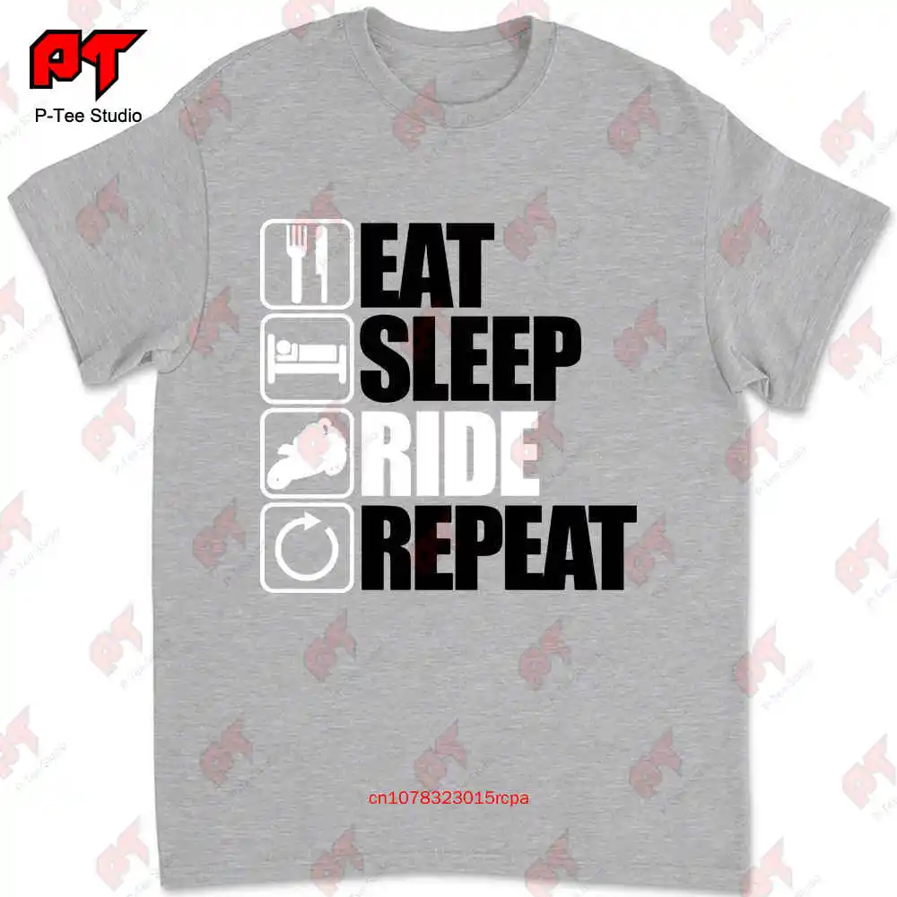 

Мотоциклетная футболка с надписью Eat Sleep Ride 7XC6