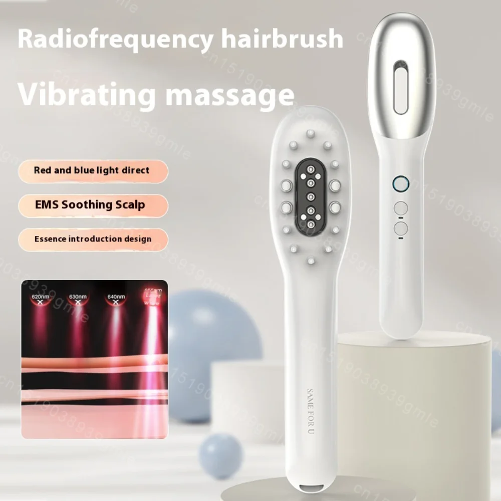Electric RF Hair Growth Comb Oil Applicator Red Blue Vibration Head Massage Brush Micro-current Stimulates Scalp Anti-Hair Loss