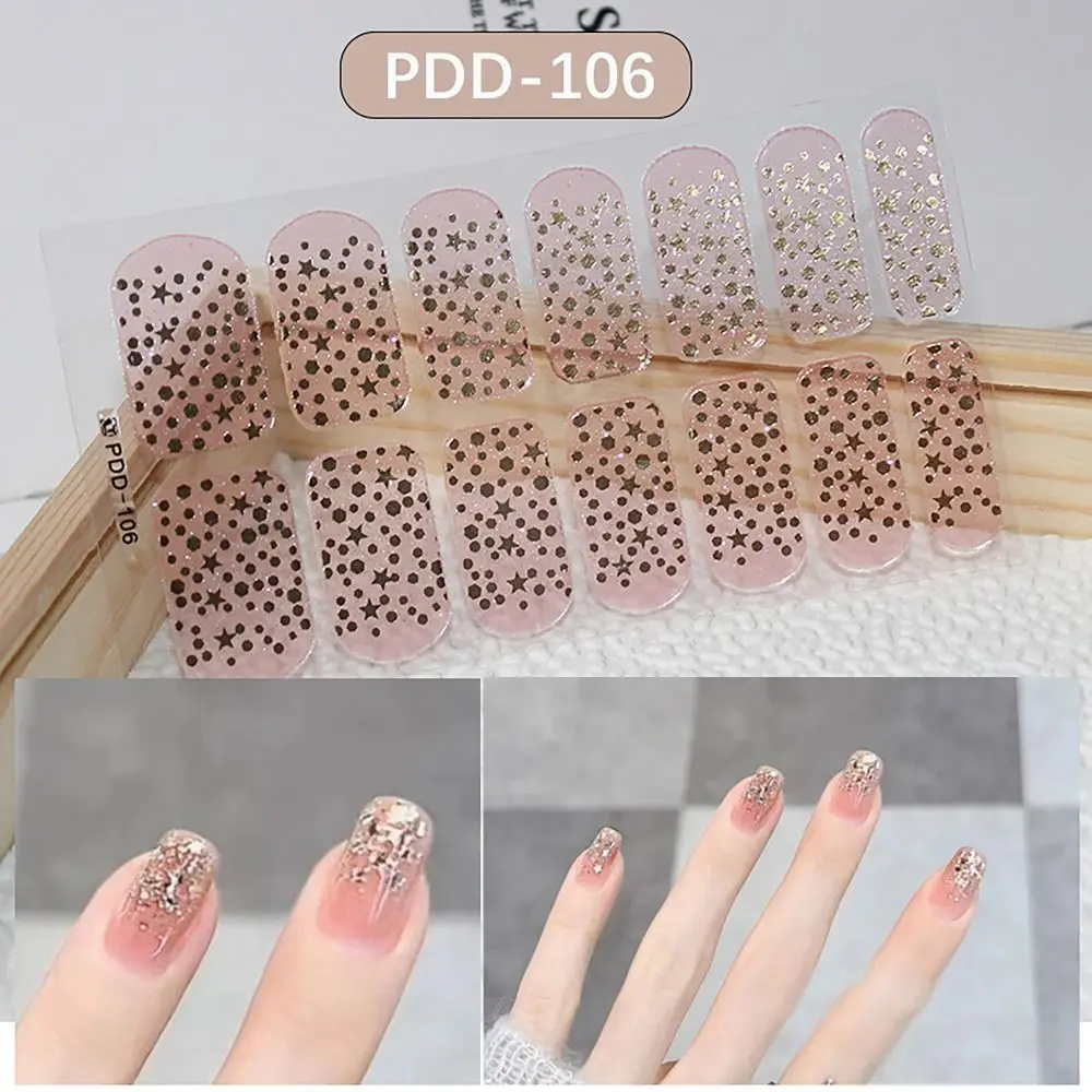 Easy To Removal 14Strips Gel Nail Stickers Floristic Semi Cured Nail Patch Full Cover Nail Art Stickers DIY Nail Art Making