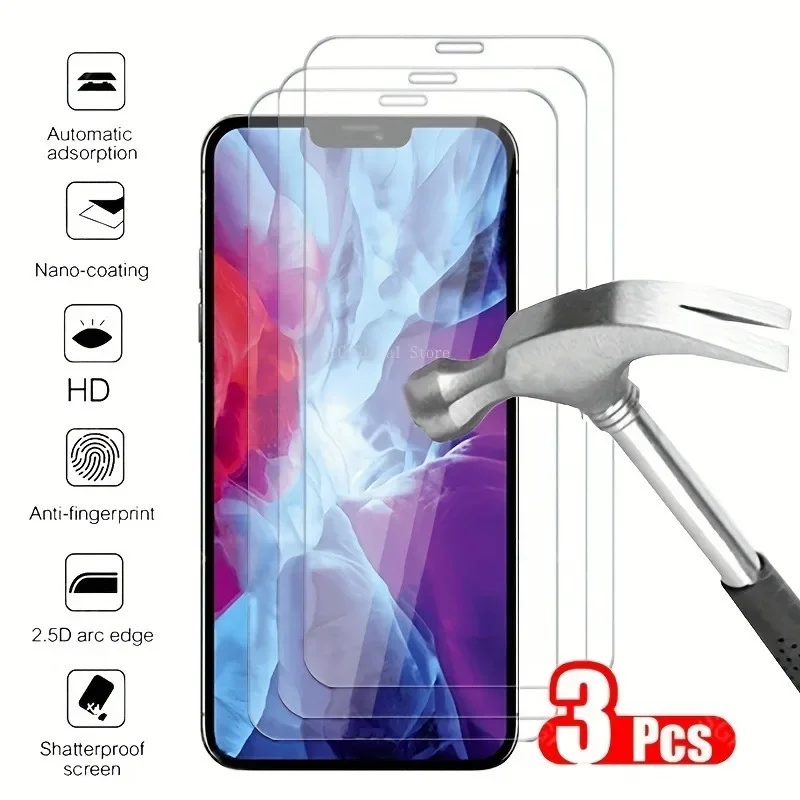 

Защитное стекло, закаленное стекло для IPhone 14 Pro Max 13 12 Mini 11 Pro Max 15 Plus XR XS Max 7 8Plus, 3 шт.