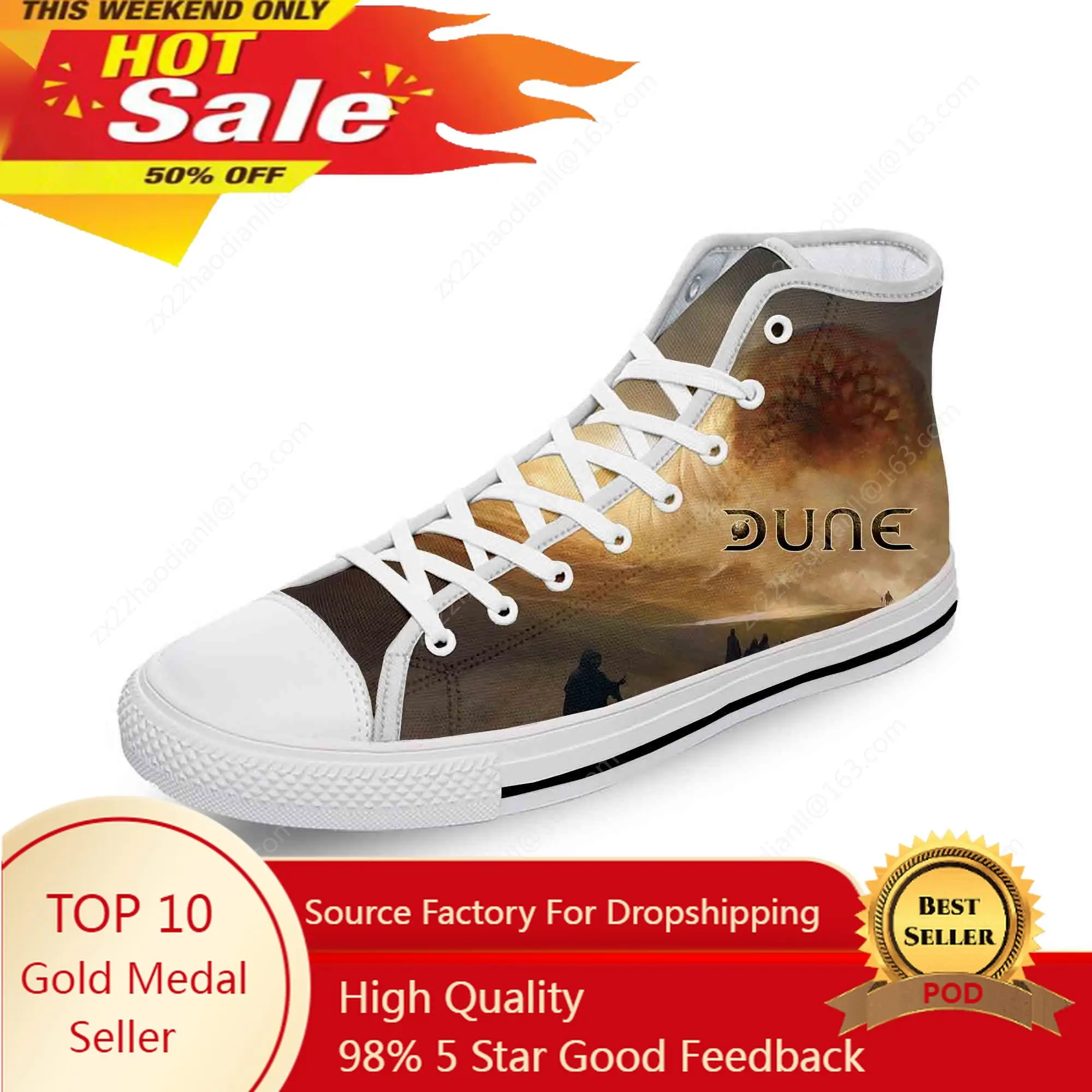 

Dune Frank Herbert Science Fiction White Cloth Fashion 3D Print High Top Canvas Shoes Men Women Lightweight Breathable Sneakers