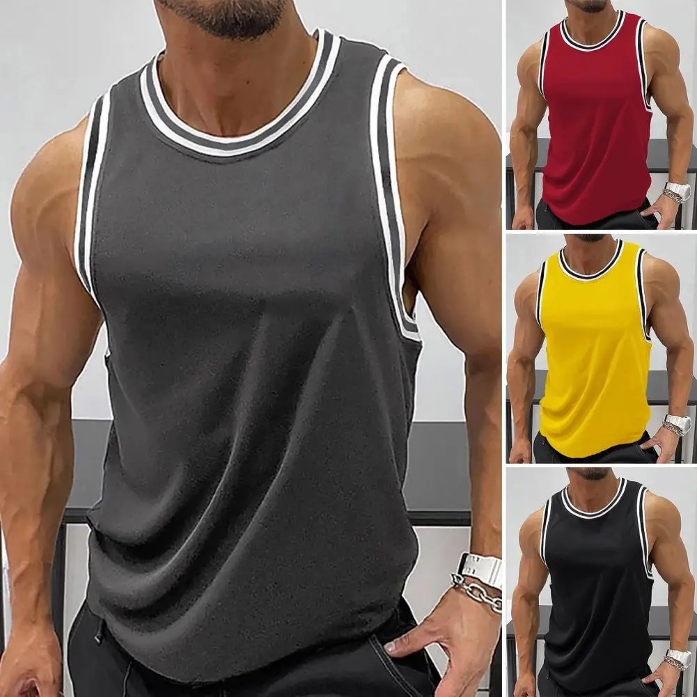 

Contrasting Color Men Vest Men's Slim Fit Contrast Color Sleeveless Sport Fitness Vest Quick Drying Training Tank Top for Daily