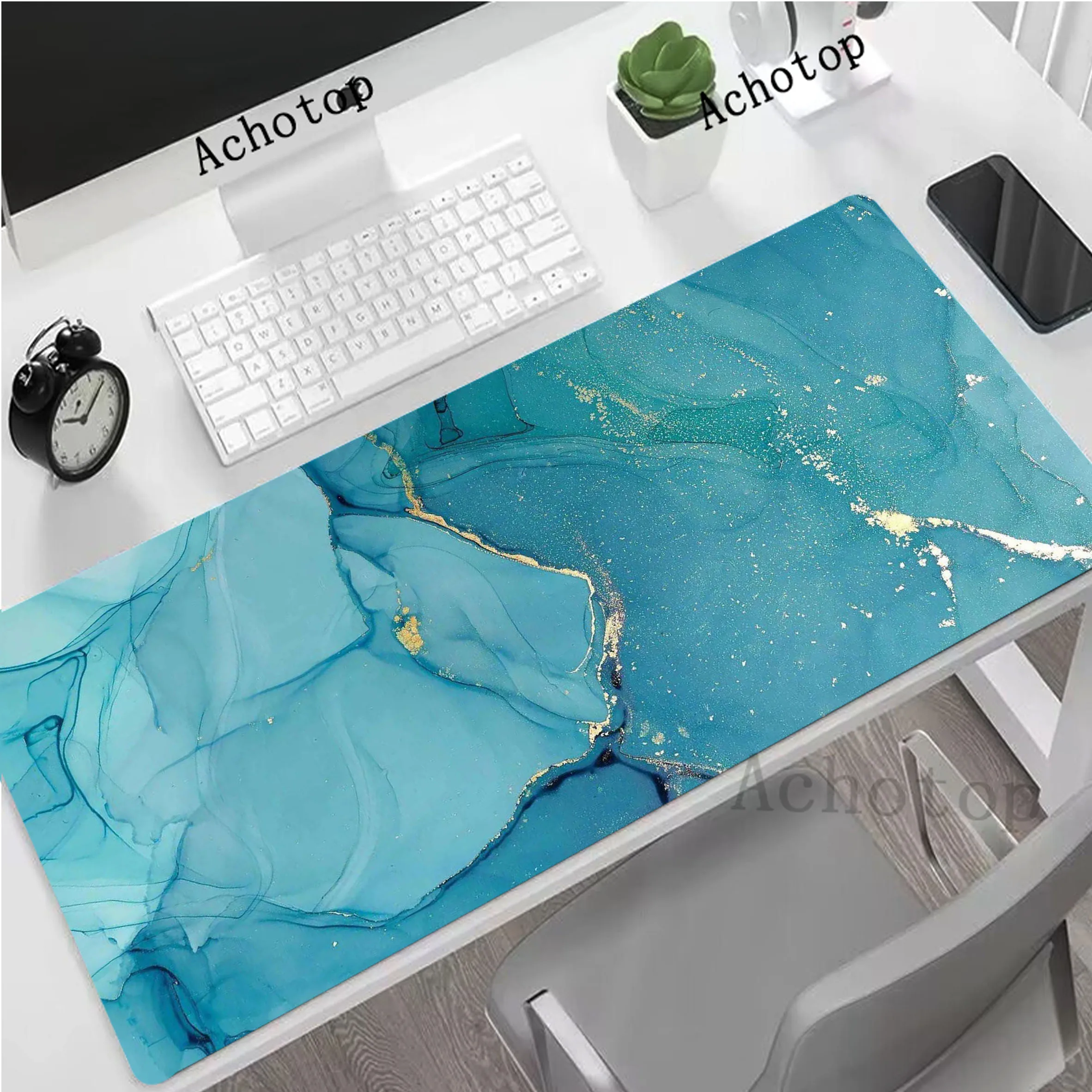 

Marble Mouse Pad XXL Mousepad Natural Rubber Keyboard Pads Anti-slip Gaming Setup Accessories Locking Edge Mouse Mat 900x400mm