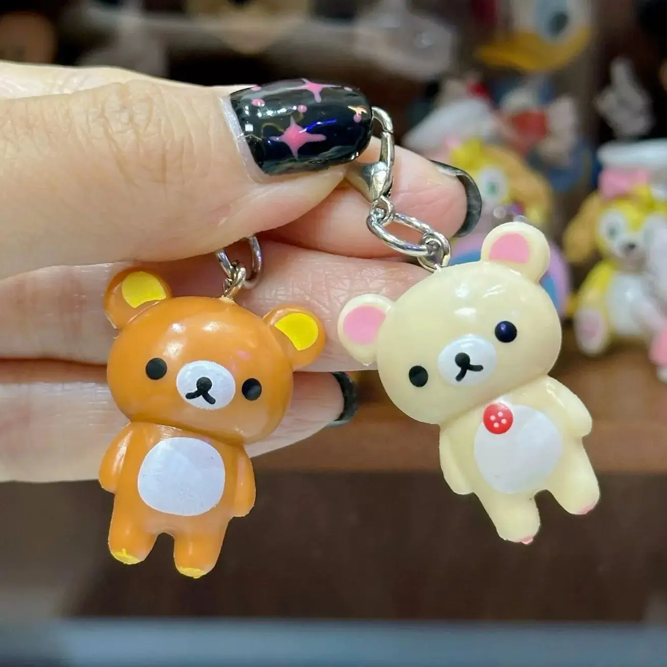2pcs Kawaii Rilakkuma Easy Bear Keyrings Lazybear Doll Keychains