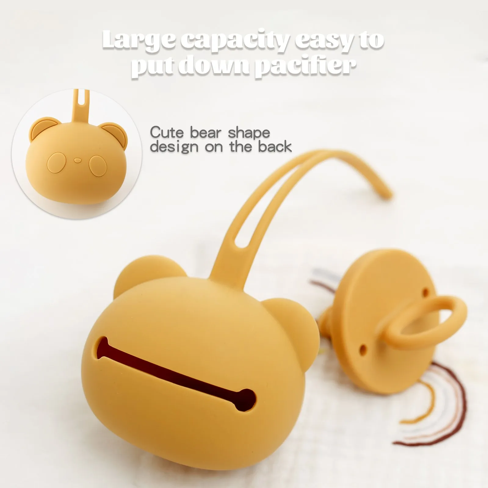 Baby Silicone Pacifier Holder Food Grade Silicone Infant Pacifier Chain Portable Soother Nipple Storage Box Baby Accessories 3