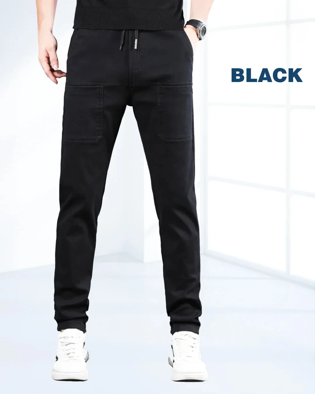 MultiPants High Stretch Multi-pocket Durable Cargo Pants Ice Silk Solid Color Waterproof High Elastic Men's Casual Daily Wear 3