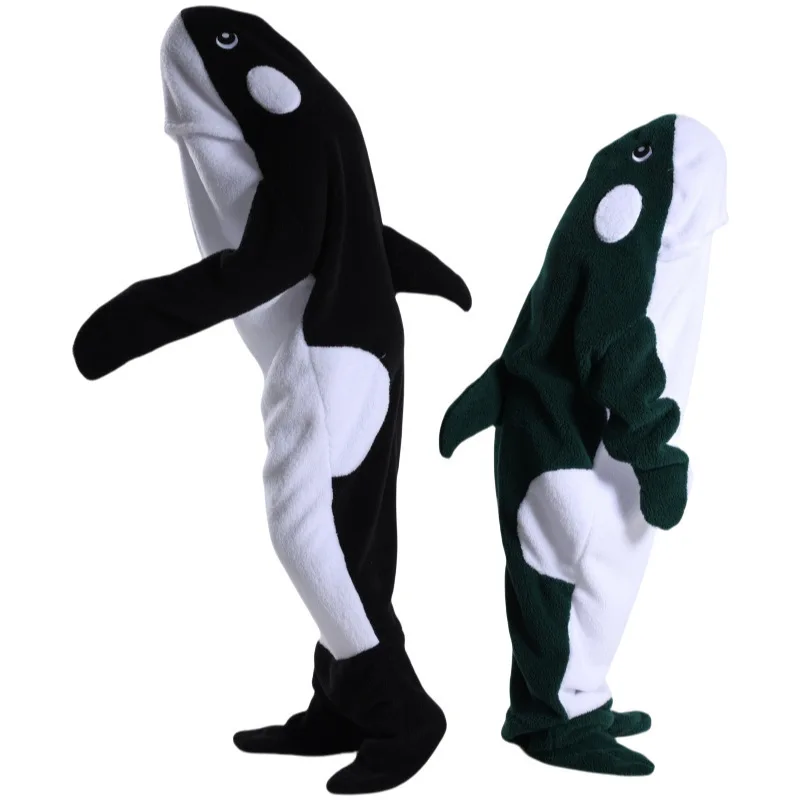 Cartoon Whale Blanket Cover Sleeping Bag Pajamas Office Nap Suits Adult Jumpsuit Winter Shawl for Homewear Couple Party Costumes
