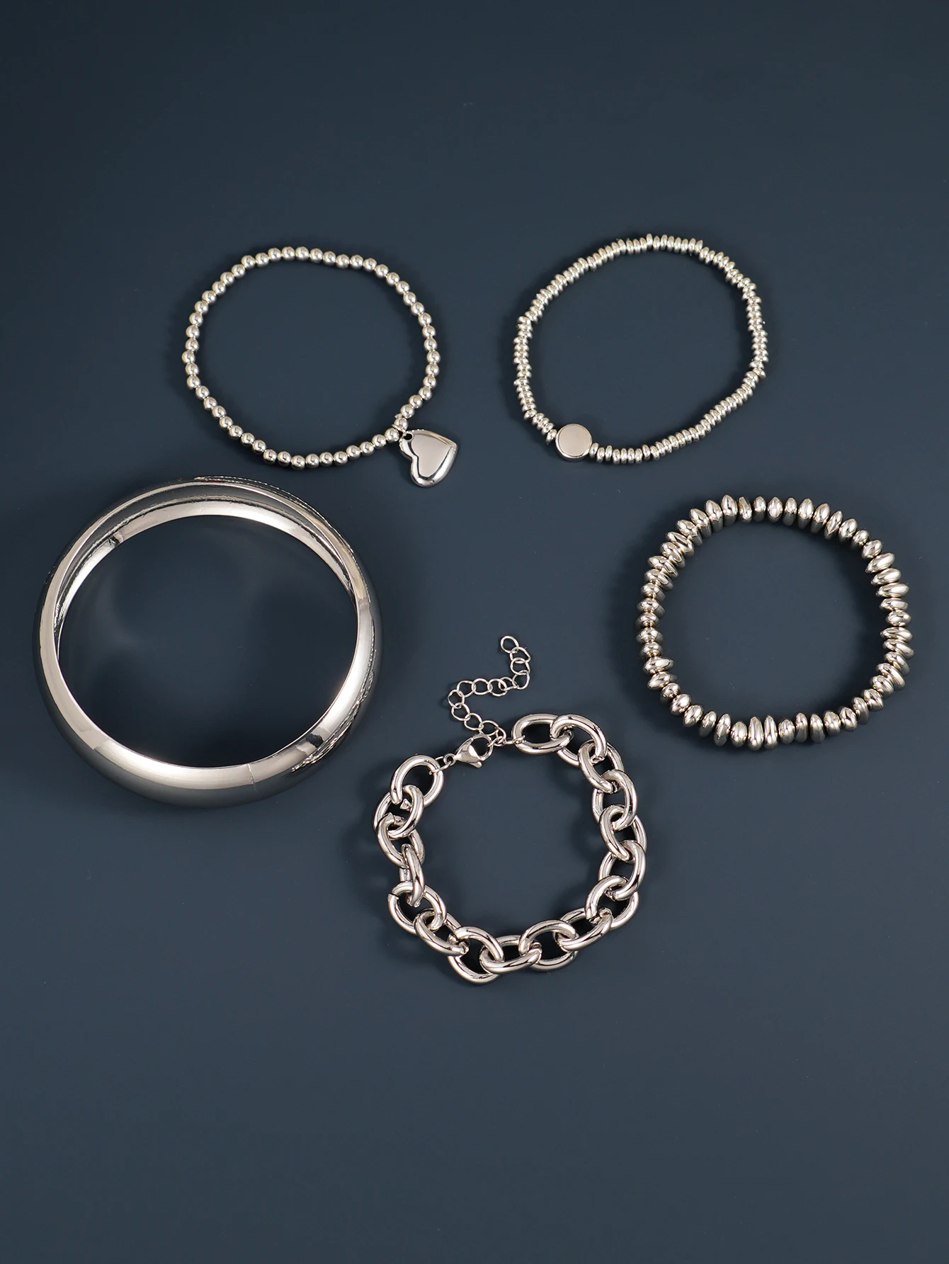 Retro Chunky Chain Heart Charm Women Fashion Jewelry