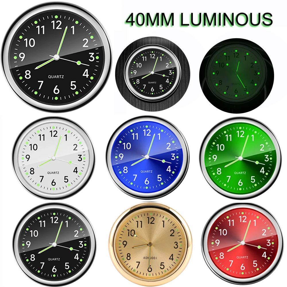 

Mini Car Clock Luminous Automobiles Stick-On Digital Watch Mechanics Quartz Clocks Auto Ornament 40mm Internal Car Accessories