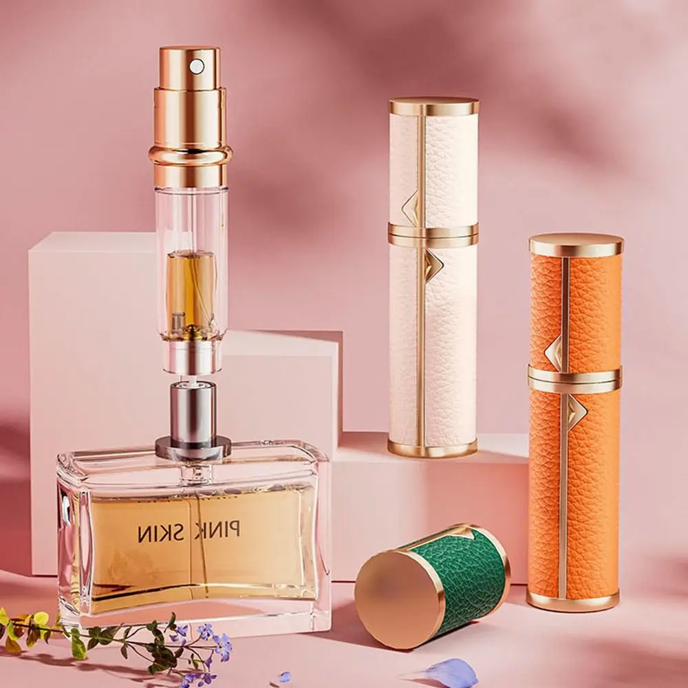 

Luxury Bottom-filled Perfume Bottle Self-pumping Fragrance 5ml Real Leather Spray Bottle Perfume Atomizer Fine Mist