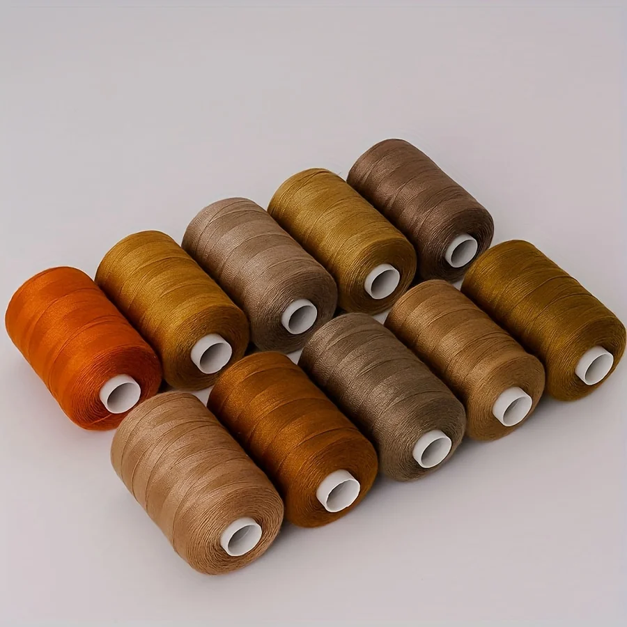 Vibrant Polyester Sewing Thread Set - 10 Colors, 1000 Yards Each