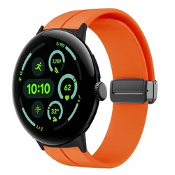 Magnetic Silicone Sports Strap Wristband Bracelet - Universal Fit - Pixel watch 2 3 41mm (Black orange)