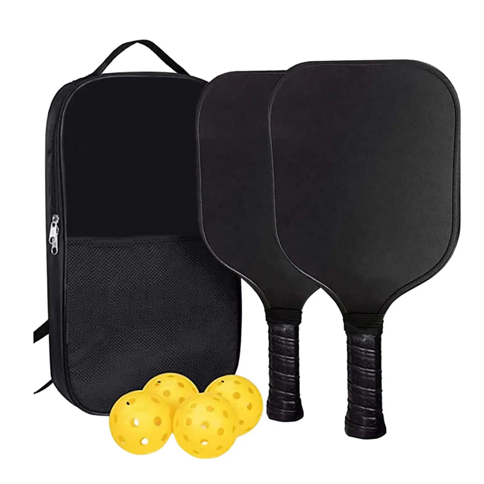 

Pickleball Paddles Set of 2 Pickle Ball Racquets Comfort Grip Fiberglass Face Pickleball Rackets with 4 Balls with Carry Bag