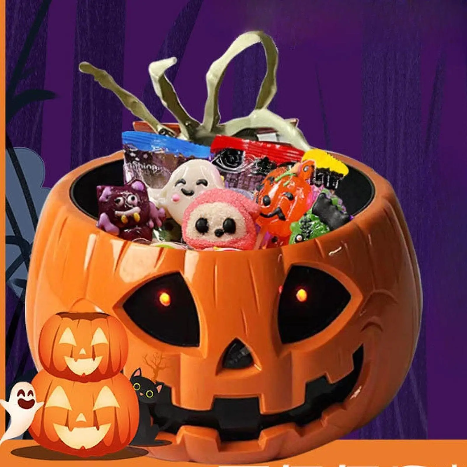 Halloween Pumpkin Candy Bowl Glow in The Dark Halloween Electric Toy for Home Outdoor Indoor Garden Holiday Party Decoration Halloween Pumpkin Candy Bowl Glow in The Dark Halloween Electric Toy for Home Outdoor Indoor Garden Holiday Party Decoration