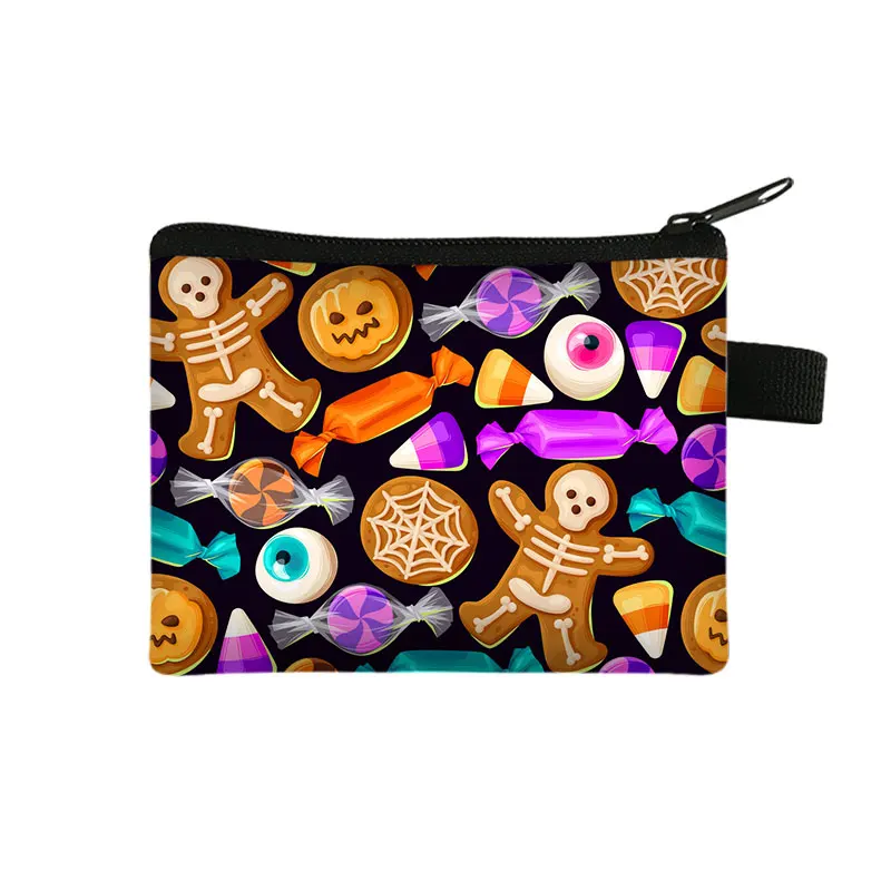 Skull Ghost Bat Pumpkin Ouija Board Printing Coin Purse Women Wallets Mini Money Coin Bag ID Credit Card Key Bags Halloween Gift