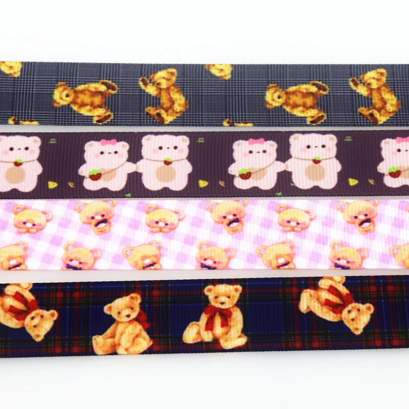 

DUWES 50 ярдов, корсажная лента с принтом мишки Kawaii, аксессуары, материал, головные уборы, украшения «сделай сам», швейное ремесло D2057