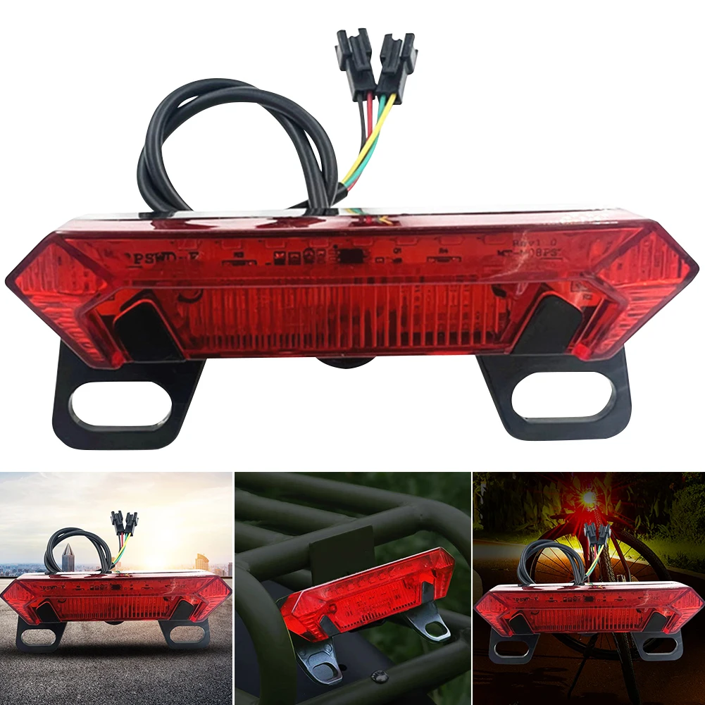 E-bike Tail Light DC 36-60V Electric Bicycle Rear Light Waterproof LED Night Cycling Safety Warning Lamp Turn Signal Lamp