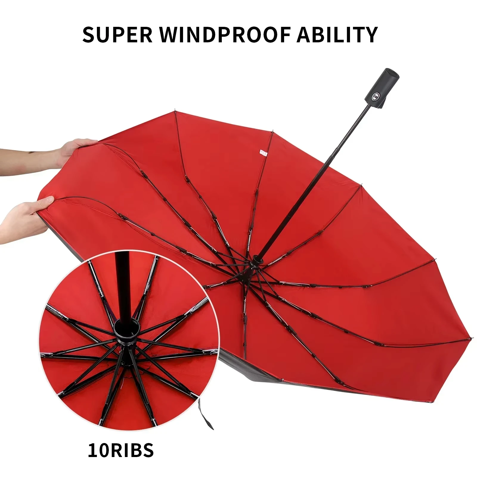 10Bones Automatic Umbrella Long Handle Large Double Rubber Sun Protection Double Layer Wind Resistant Umbrella