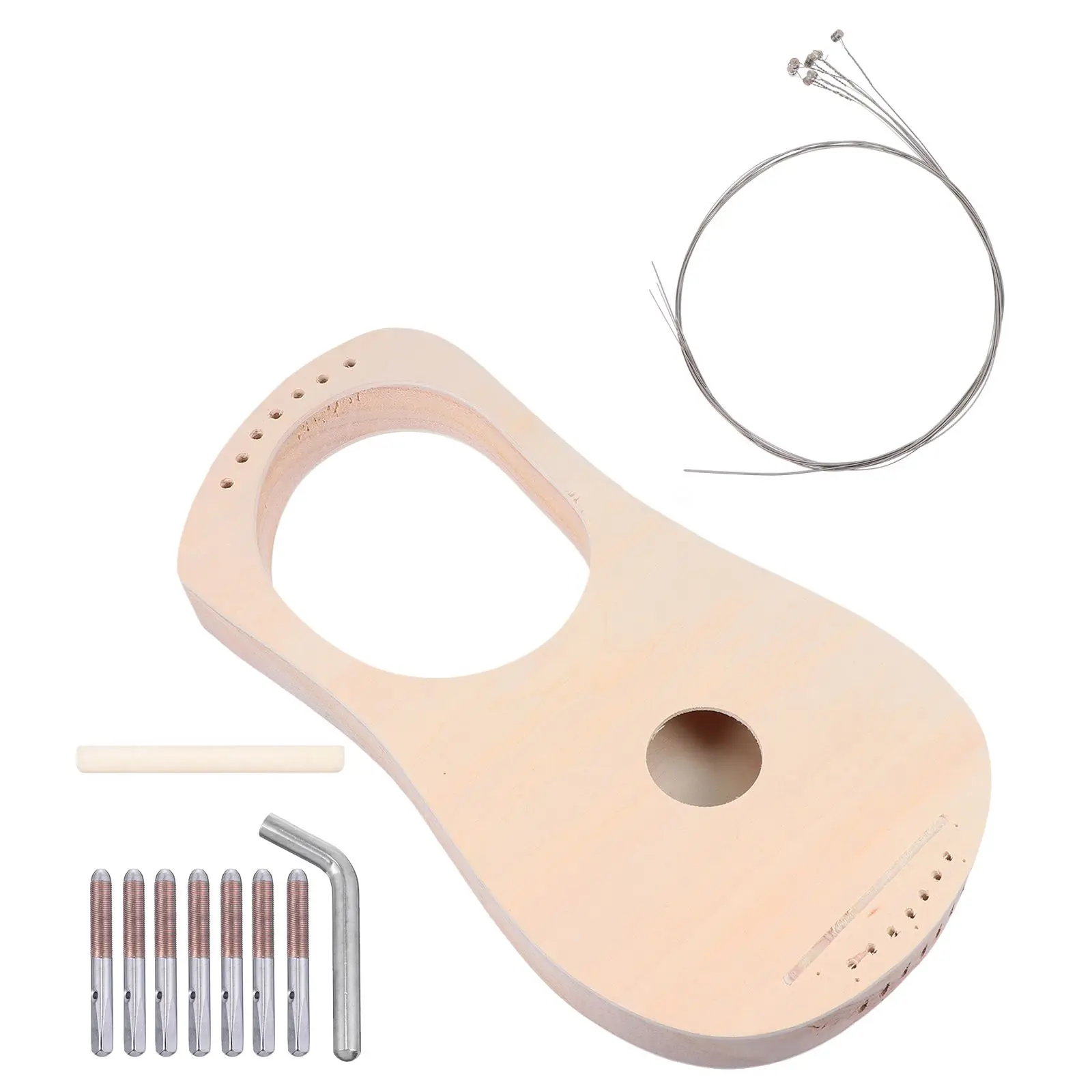 Handmade Wood Material 7 String Instrument Diy Kit Lyre Harp Hand Painting Mini Ukulele Musical Instruments Wooden Harp