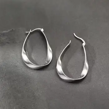 925 Silver Needle Korean Fashion Geometric Earrings For Women Metal Earing Jewelry 2025 Trending New Gold Color Hoop Earrings