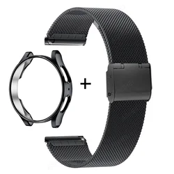 Premium Steel Mesh Band with Protector Case - Watch 4 40mm (Black black)