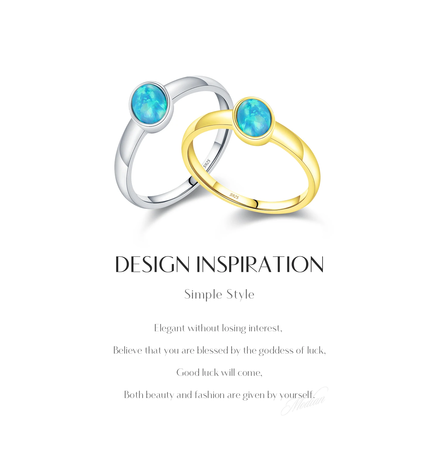 MODIAN 925 Sterling Silver Irregular Oval Opal Charming Finger Ring Platinum Plated Vintage Rings For Women Silver Jewelry Gift