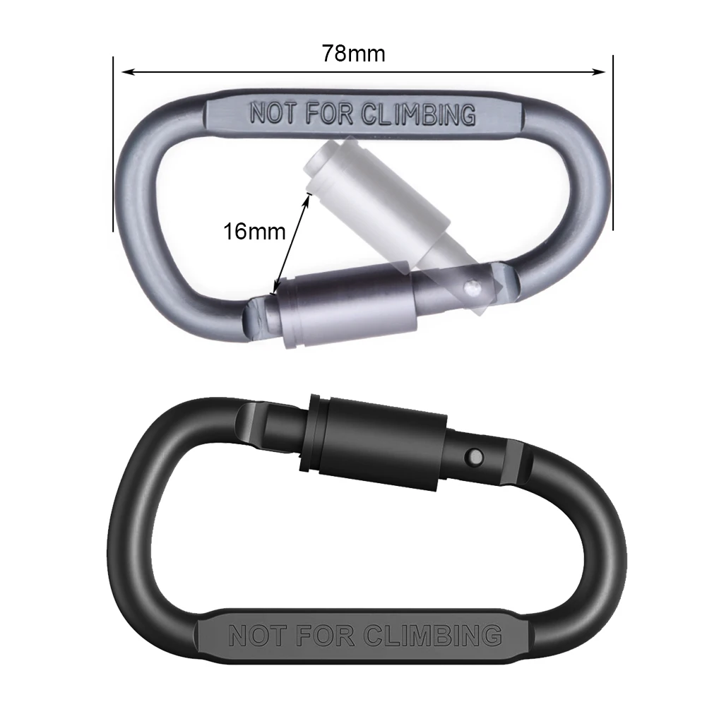 2pcs Webbing Carabiners Sling Snap Hook Clips Heavy duty Multi-functional  for Outdoor Camping Hiking Shooting Aluminium Alloy