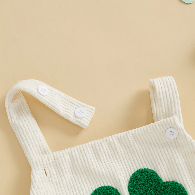 Citgeett Summer St. Patrick's Day Infant Baby Boys Girls Overalls Sleeveless Clover Embroidery Bodysuit Outfit Clothes baby bodysuit baby clothing