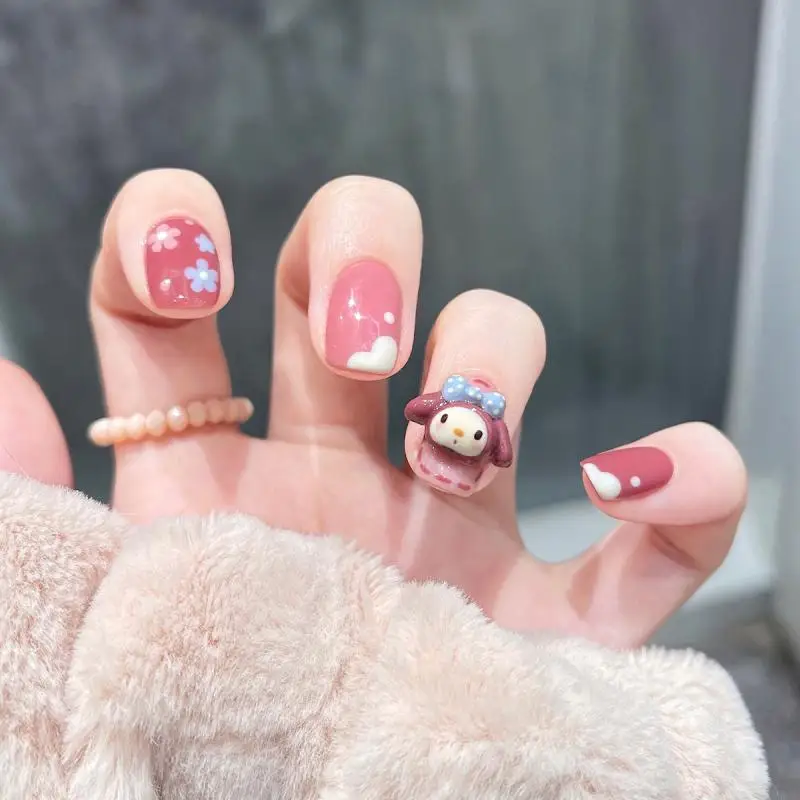 

Kawaii Sanrio Nail Patches Cartoon Mymelody Cinnamoroll Detachable Nails Stereo Retro Wild Nail Stickers Cute Girls Decorations