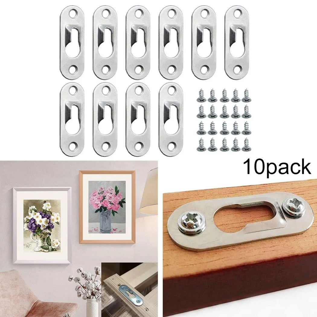 

10 Pcs Hangers Metal Hanging Piece Hook Wall Invisible Flat Hanging Piece Furniture Connector Accessories Advertising Signboard