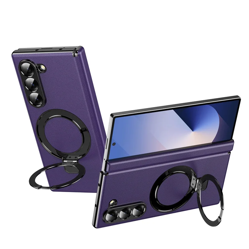 Premium Metal Magnetic Hinge Holder with Tempered Glass Phone Case - Special Edition Cover