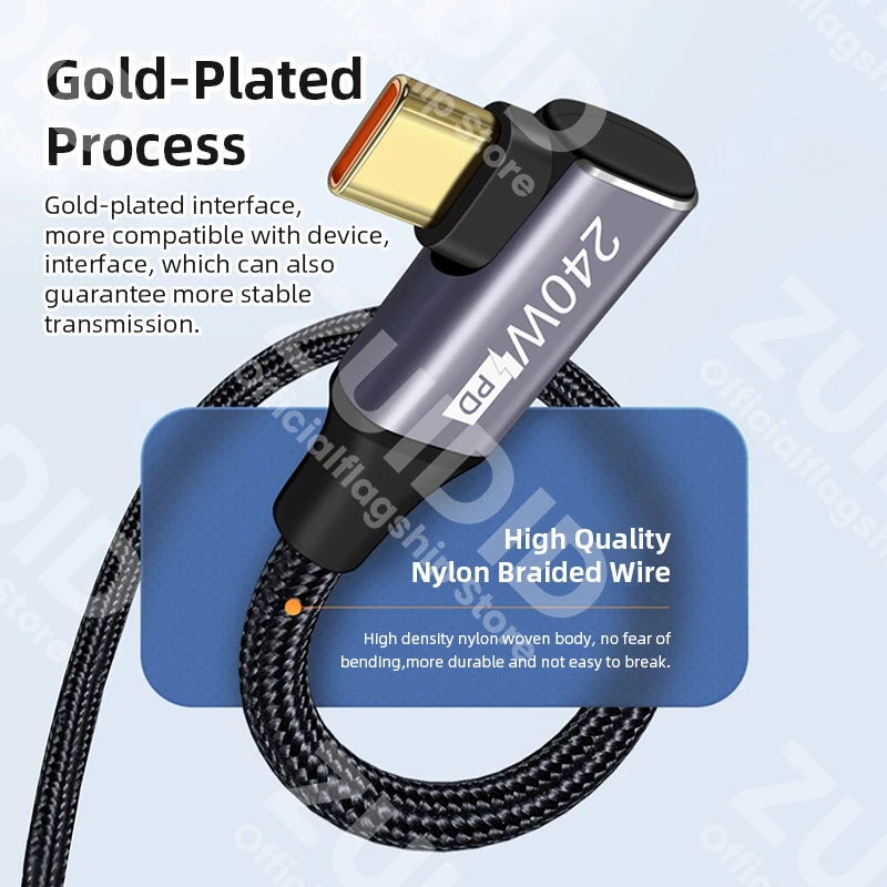High-Speed 100W USB-C to USB-C Fast Charging Cable, 240W PD 3.1, 5A Data Transfer, 2m Length