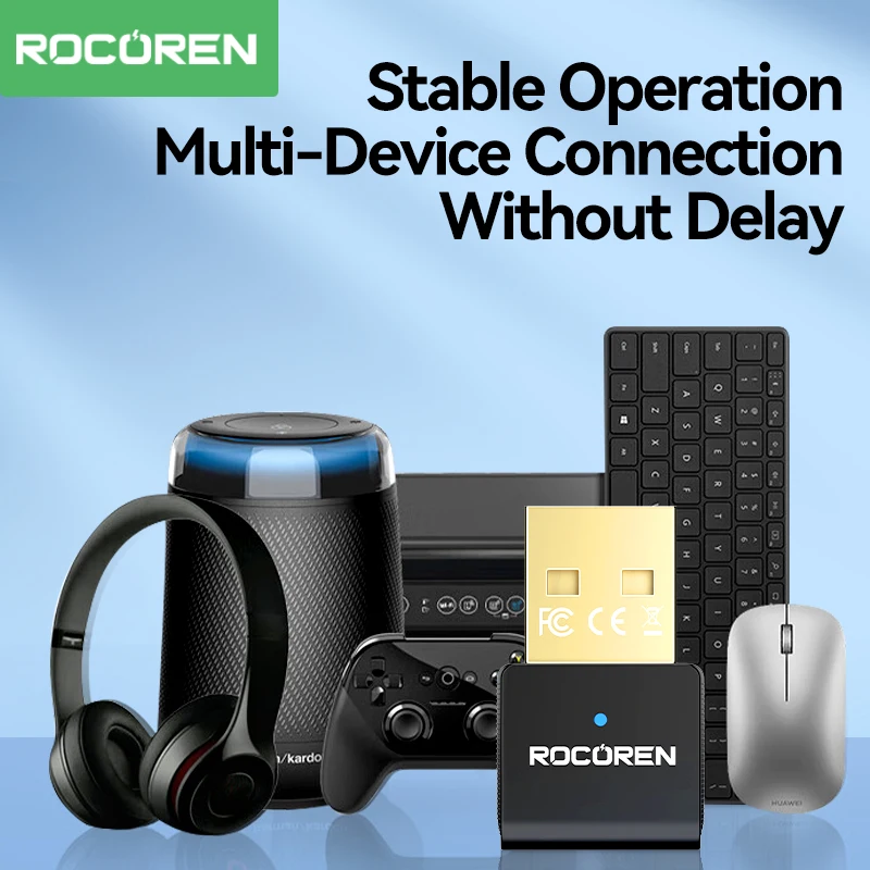 ROCOREN USB Mini Bluetooth Adapeter 5.3 5.0 For PC Wireless Mouse Bluetooth Dongle Keyboard Music Audio Receiver Transmitter Best Sellers In Phones Accessories
