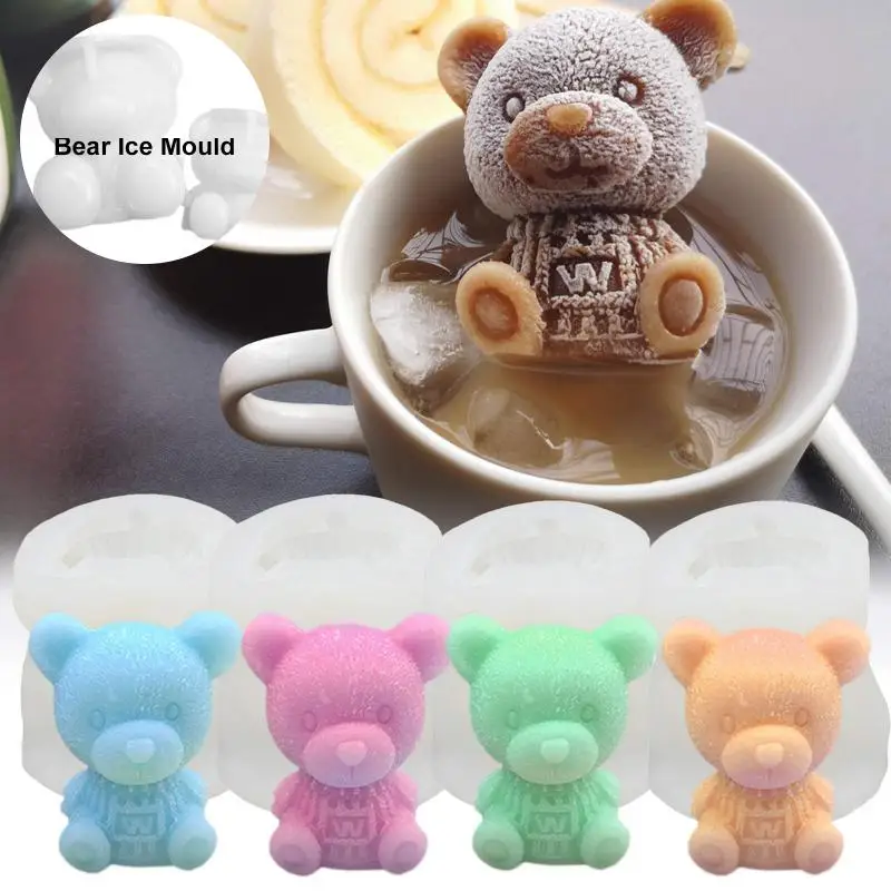 Cartoon Bear 3D Stereo Silicone Ice Tray Mold Quick-frozen And Easy-to-release Milk Tea And Coffee Ice Mold Summer Kitchen Tools_voghion.com