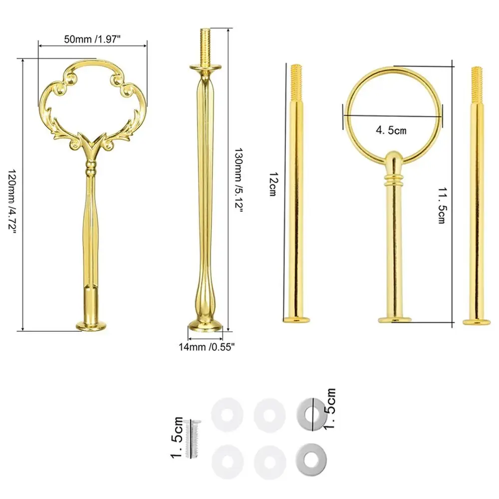 Hardware 2 Tier 3 Tier Zinc Alloy Cake Plate Stand Tray Handle Wedding Party cake display stand