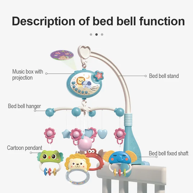 Newborn Crib Bell 0-1 Years Old Be Remotely Controlled Baby Toys Can Rotated Educational Bedside Rattle Car Pendant Hanging 2