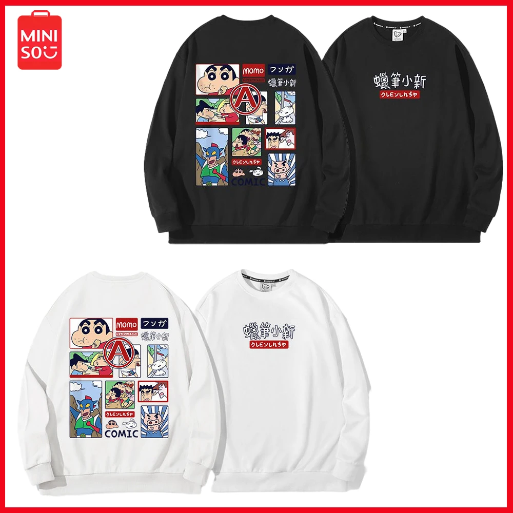 

New Miniso Crayon Shin-Chan Cartoon Anime Couple Long Sleeve Pullover for Autumn and Winter Fashion Versatile Warm Sportswear