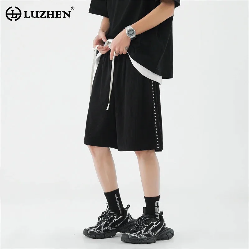 

Новые стильные прямые шорты LUZHEN со шнуровкой, модные уличные мужские брюки с пятью точками, бесплатная доставка LZ3797
